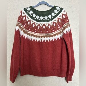 Fat Face Red and Green Fair Isle Sweater